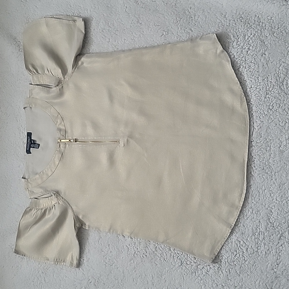 Stunning Ellen Tracy Gold linen Blouse Size-M
